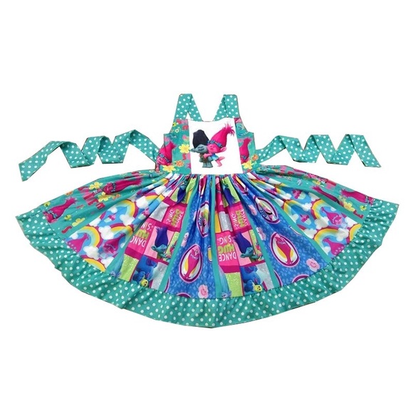 Other - Trolls cute twirl pink green dress